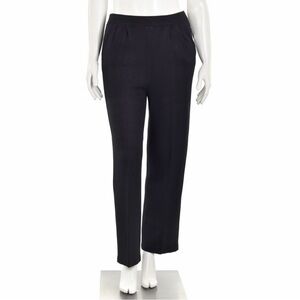 ST. JOHN Black Santana Knit Wool Blend Pleat Front Pants Trousers Womens Size 14